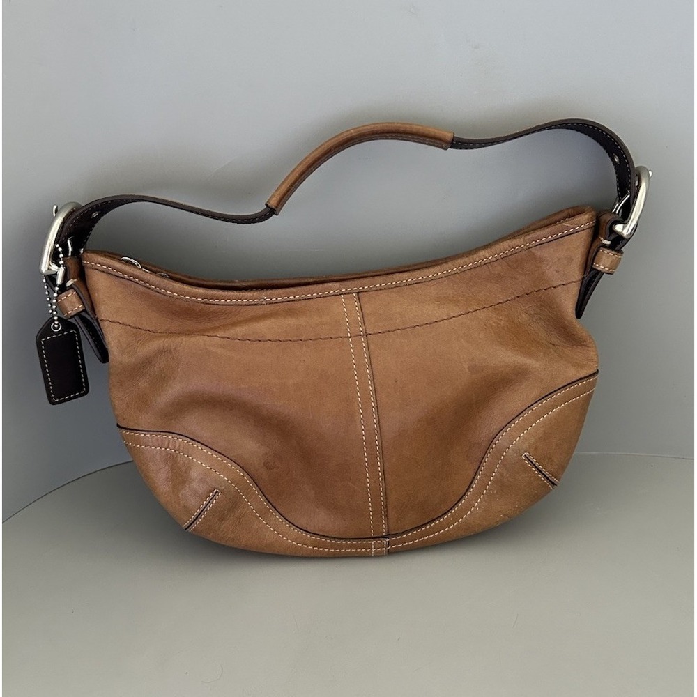Vintage Coach Soho Shoulder Bag Saddle Brown Camel Tan Leather Purse Y2K 9541